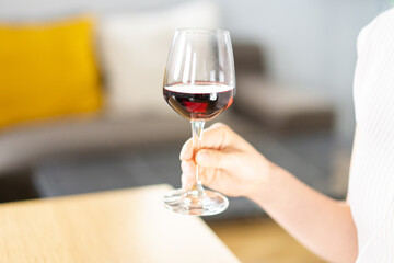 オンライン飲み会に参加する若い女性