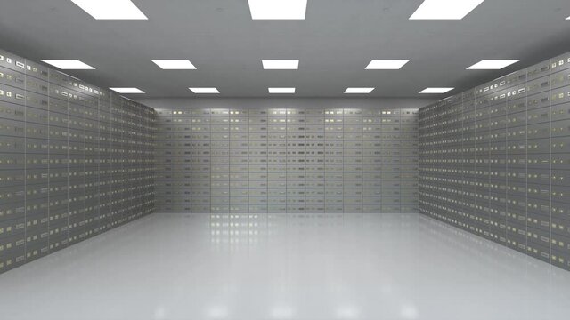safe deposit boxes inside bank vault hd footage