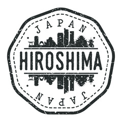 Fototapeta premium Hiroshima, Japan Stamp Skyline Postmark. Silhouette Postal Passport. City Round Vector Icon. Vintage Postage Design.