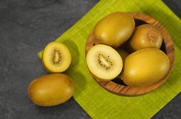 Kiwi Gold Yellow Fruit Wooden Bowl