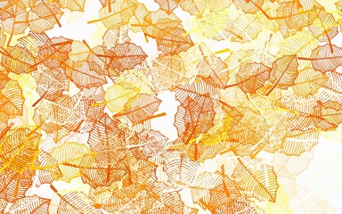 Fototapeta premium Light Orange vector doodle pattern with leaves.