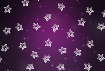 Dark Pink vector pattern with christmas stars.