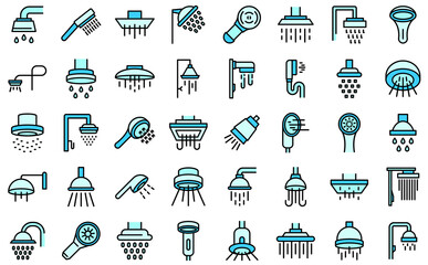Shower heads icon. Outline shower heads vector icon thin line color flat isolated on white