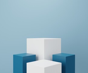 3d white and blue podium