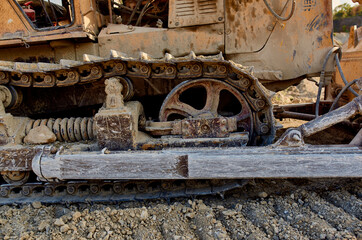Fototapeta na wymiar Construction big machine industry excavator bulldozer work