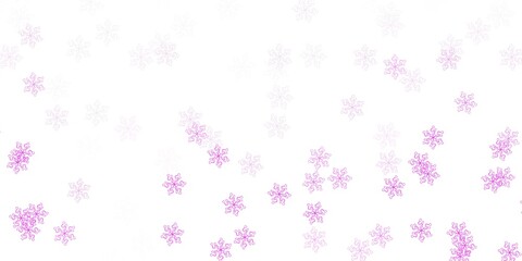 Light purple, pink vector doodle template with flowers.