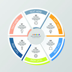 Obraz premium Basic circle infographic template with 6 steps, process or options, process chart.