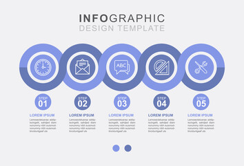 Infographic curve line business management five steps