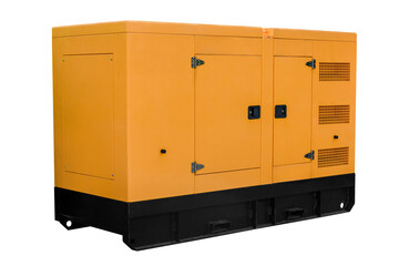 The mobile industrial diesel power generator on a white background