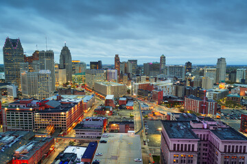 Detroit, Michigan, USA Downtown Skyline from Above