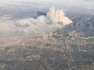 aerial view of wildfire in los angeles