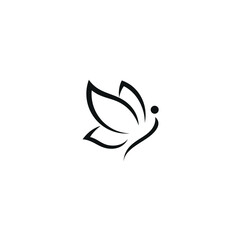 Female Butterfly With Inspiring Logo Design Vector Leaves 