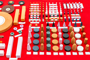 various type and shape of small grinding sanding and polishing tool for manufacturing process in...