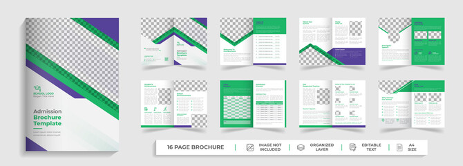 16 page back to school education admission bifold brochure template company profile design 