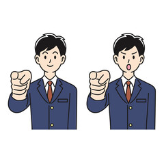 指摘のポーズをする男子高校生