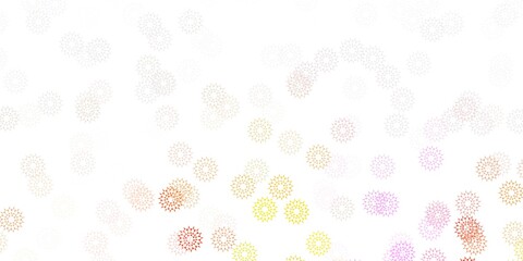 Light pink, yellow vector doodle background with flowers.