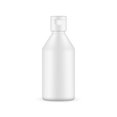 Cosmetic Bottle Mockup with Flip Top Cap for Antiseptic or Soap, Isolated on White Background. Vector Illustration