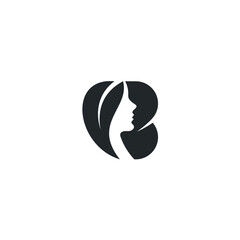 Letter B With Beauty Logo Design Of Spa Women's Faces And Aesthetics