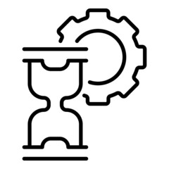 Gear sandglass icon outline vector. Hourglass clock. Sand time