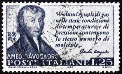 Postage stamp Italy 1956 Amedeo Avogadro, Italian scientist