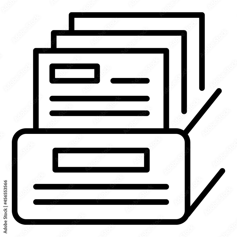 Poster drawer folder icon outline vector. document file. archive cabinet