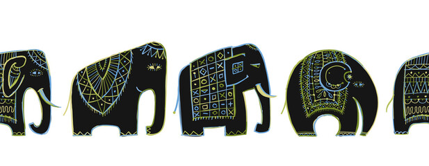 Vinatage elephants, Seamless pattern background for your design