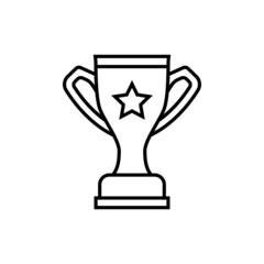 Icono de copa de trofeo. Ganador. Concepto de premiación y competencia. Copa de premios del ganador del juego. Ilustración vectorial, estilo línea negro