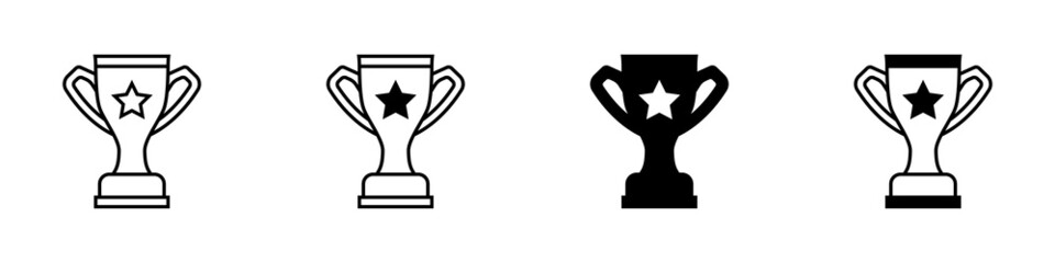 Conjunto de icono de copa de trofeo. Ganador. Concepto de premiación y competencia. Copa de premios del ganador del juego. Ilustración vectorial