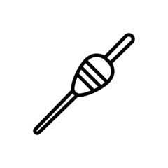Fishing rod float icon. Black contour linear silhouette. Side view. Vector simple flat graphic illustration. The isolated object on a white background. Isolate.