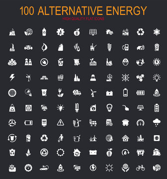 Alternative energy icons set
