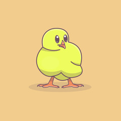 Illustration of a cute yellow chicken with little legs