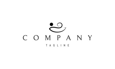 Vector logo on which an abstract image of a person lying in a comfortable bath.