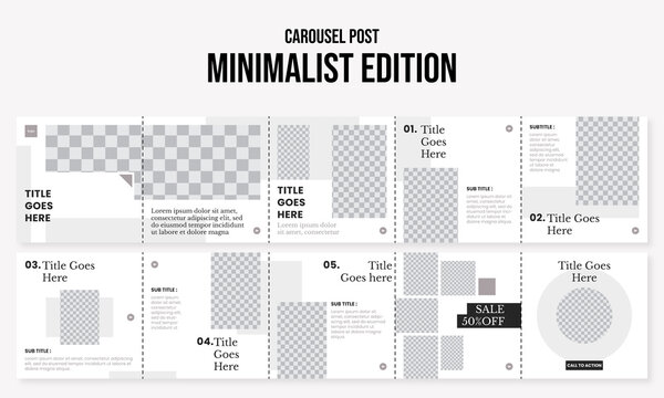 Set of editable social media instagram carousel post minimalist design vector template ai & eps 10