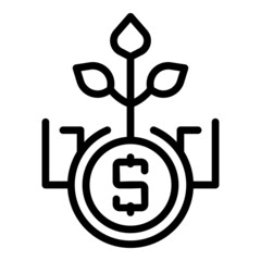 Money plant grow icon outline vector. Profit seed Financial pot