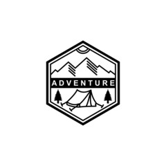 Summer camp and Adventure outdoors vintage logo, emblems, silhouettes and design elements