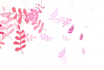 Light Pink vector doodle layout with leaves.