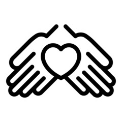 Support hands icon outline vector. Hand help. Care donate