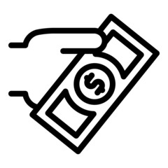Money donate icon outline vector. Business hand. Charity love