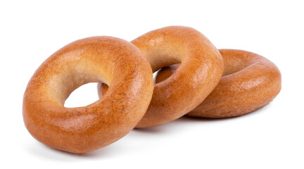 tasty dryng bagels, isolated on white background close up