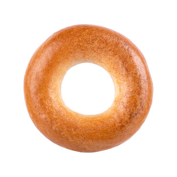 tasty dryng one bagel isolated on white background close up