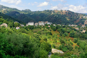 Fototapeta na wymiar Mountain road to San Nicolao village in Corsica mountain
