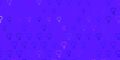 Light Purple vector pattern with feminism elements.