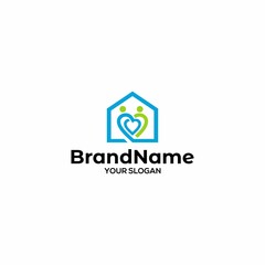 Charity Love Home Logo Design Vector