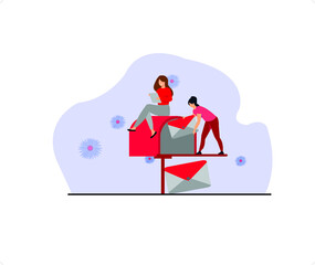 Email Illustration with Girls