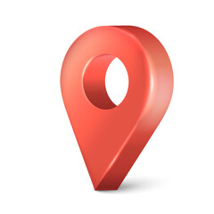 Realistic Detailed 3d Red Map Pointer Pin Symbol of Location. Vector illustration.