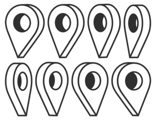 Set of Map pointer. Location symbols. Web location point icon, pointer arrow mark. Vector illustration.