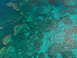 Aerial view of coral reef in Bermuda
