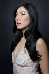 Naklejka premium Portrait of woman wearing white top