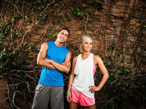 Young man and woman ready for exercise