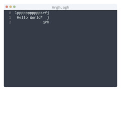 Argh language Hello World program sample in editor window